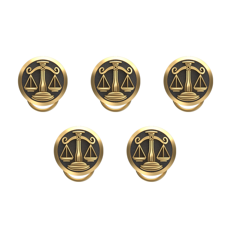 Libra Zodiac, Constellation Button set with 18kt Gold & Black Ruthenium Plating on Brass.