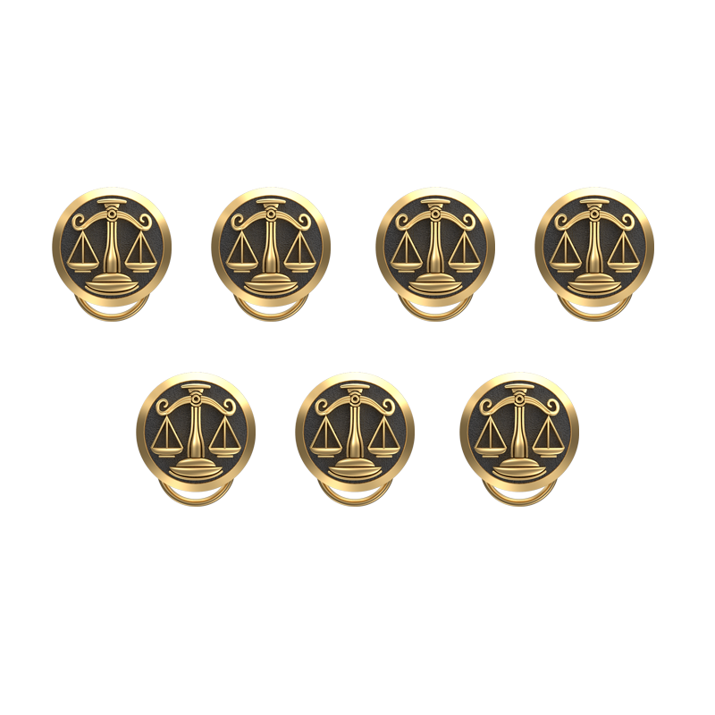 Libra Zodiac, Constellation Button set with 18kt Gold & Black Ruthenium Plating on Brass.