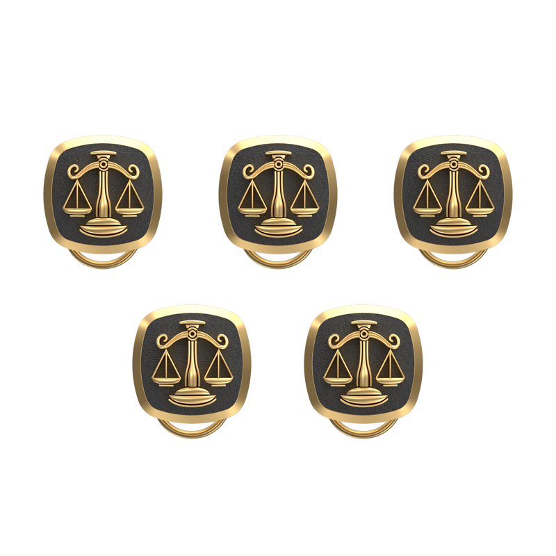 Libra Zodiac, Constellation Button set with 18kt Gold & Black Ruthenium Plating on Brass.