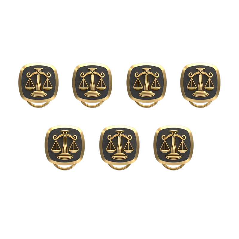 Libra Zodiac, Constellation Button set with 18kt Gold & Black Ruthenium Plating on Brass.