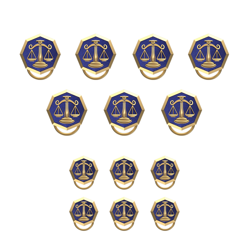 Libra Zodiac, Constellation Button set with 18kt Gold & Black Ruthenium Plating on Brass.