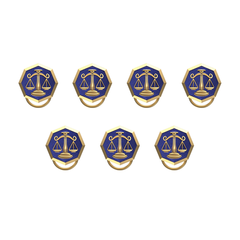 Libra Zodiac, Constellation Button set with 18kt Gold & Black Ruthenium Plating on Brass.