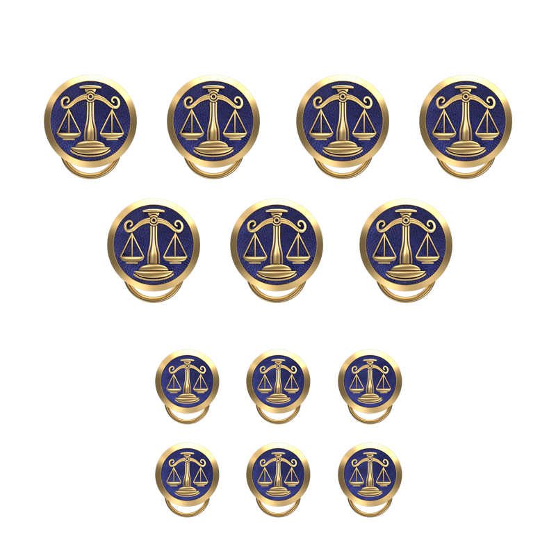 Libra Zodiac, Constellation Button set with 18kt Gold & Black Ruthenium Plating on Brass.