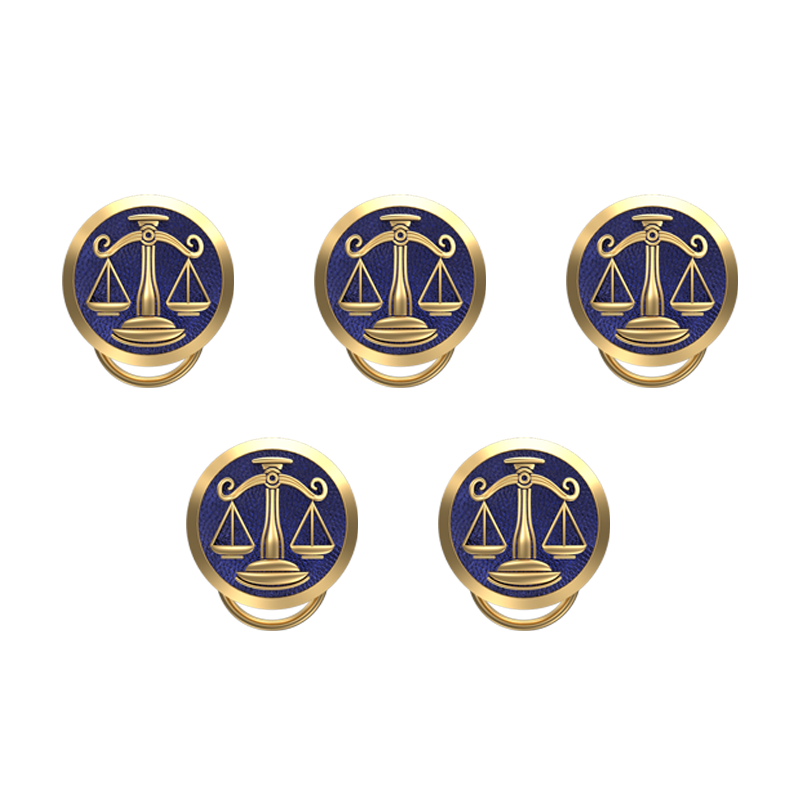 Libra Zodiac, Constellation Button set with 18kt Gold & Black Ruthenium Plating on Brass.