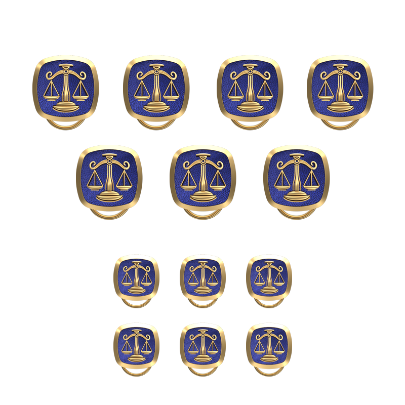 Libra Zodiac, Constellation Button set with 18kt Gold & Black Ruthenium Plating on Brass.