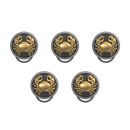 Cancer Zodiac Luxe, Constellation Button set with CZ Diamonds, 18kt Gold & Black Ruthenium plating on Brass.