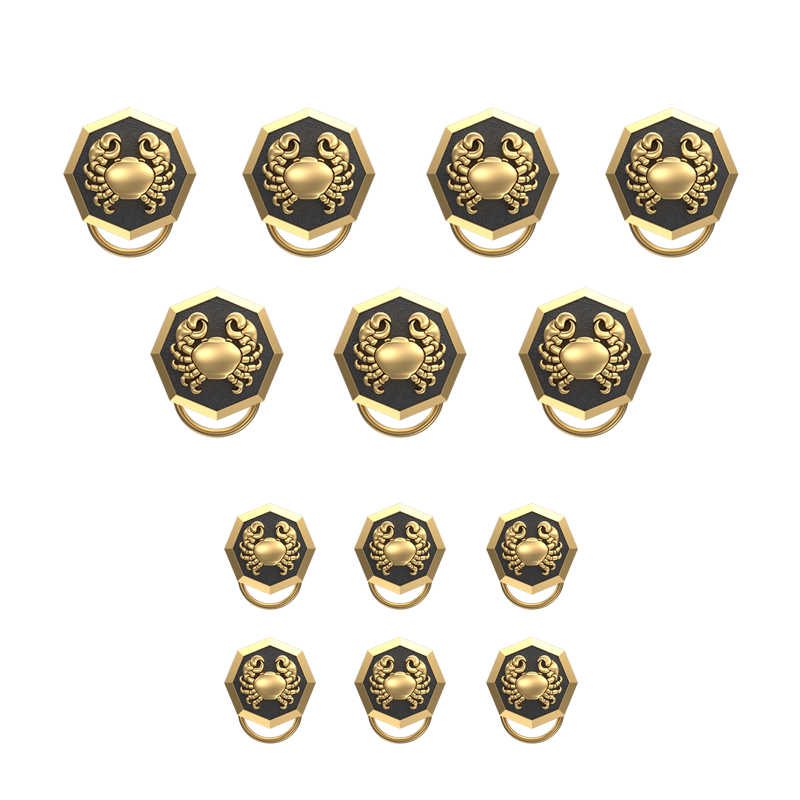 Cancer Zodiac, Constellation Button set with 18kt Gold & Black Ruthenium Plating on Brass.