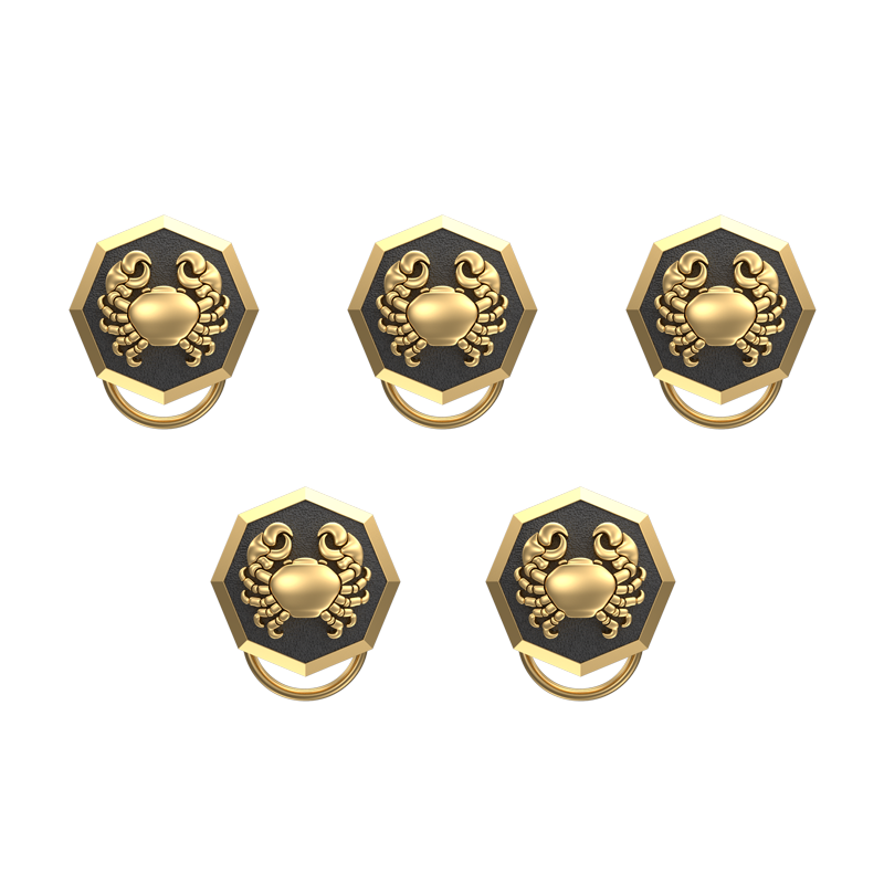 Cancer Zodiac, Constellation Button set with 18kt Gold & Black Ruthenium Plating on Brass.