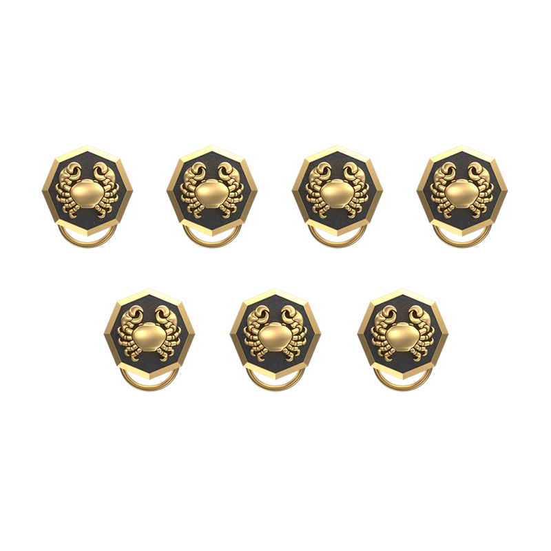 Cancer Zodiac, Constellation Button set with 18kt Gold & Black Ruthenium Plating on Brass.