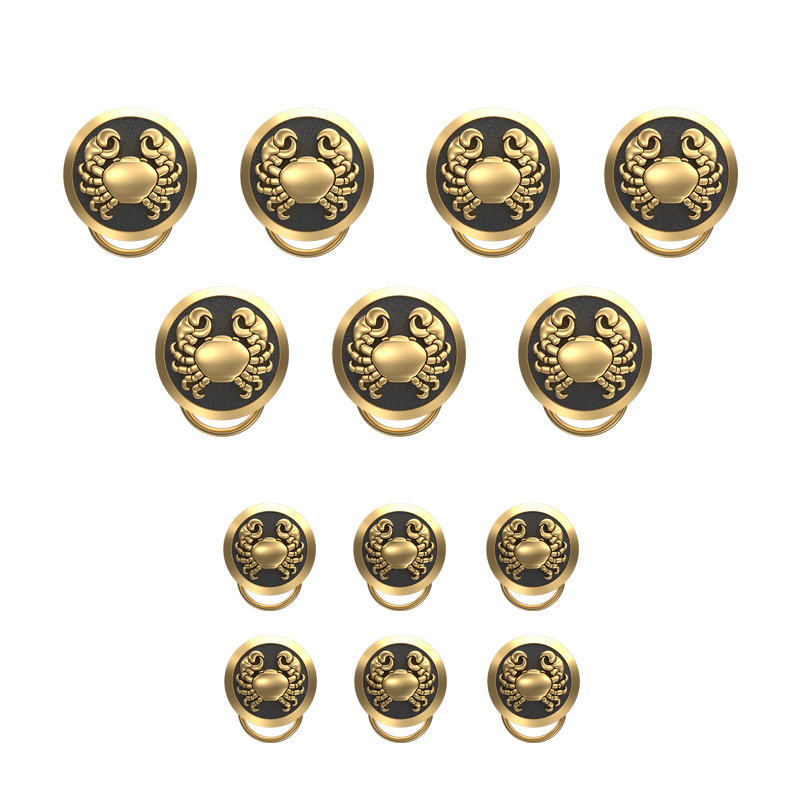 Cancer Zodiac, Constellation Button set with 18kt Gold & Black Ruthenium Plating on Brass.