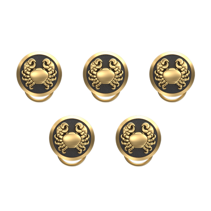 Cancer Zodiac, Constellation Button set with 18kt Gold & Black Ruthenium Plating on Brass.
