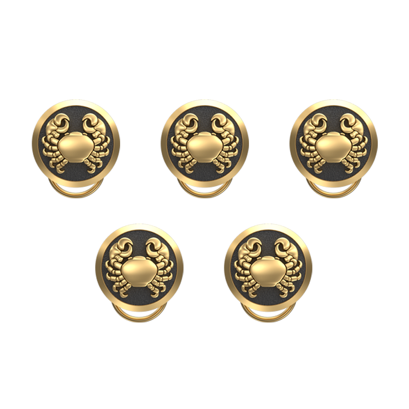 Cancer Zodiac, Constellation Button set with 18kt Gold & Black Ruthenium Plating on Brass.