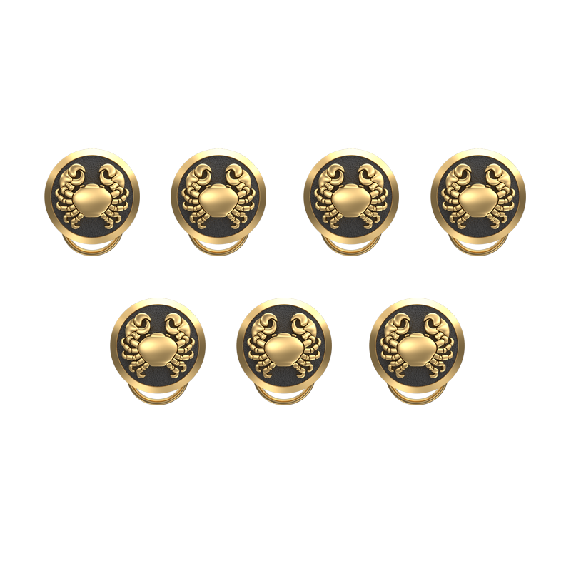 Cancer Zodiac, Constellation Button set with 18kt Gold & Black Ruthenium Plating on Brass.