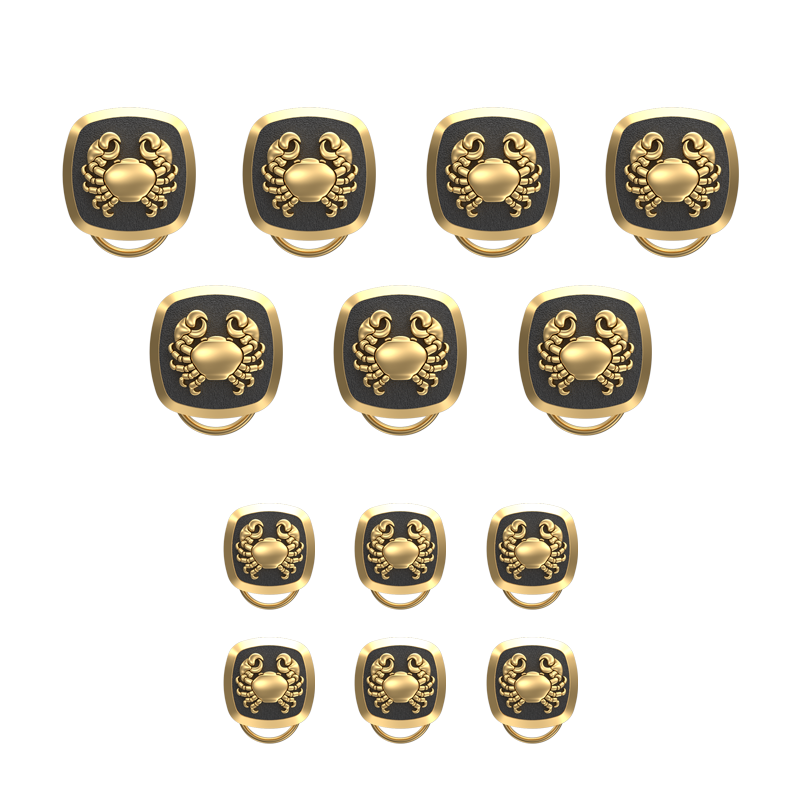 Cancer Zodiac, Constellation Button set with 18kt Gold & Black Ruthenium Plating on Brass.