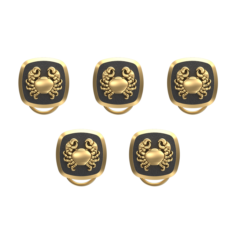 Cancer Zodiac, Constellation Button set with 18kt Gold & Black Ruthenium Plating on Brass.