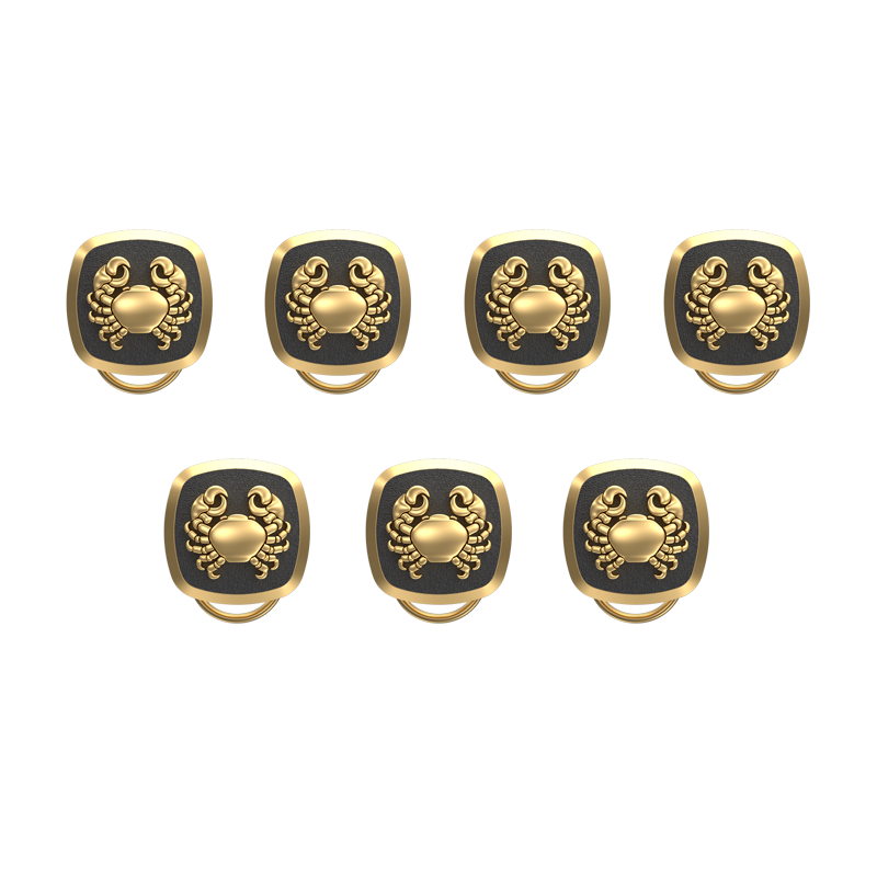 Cancer Zodiac, Constellation Button set with 18kt Gold & Black Ruthenium Plating on Brass.