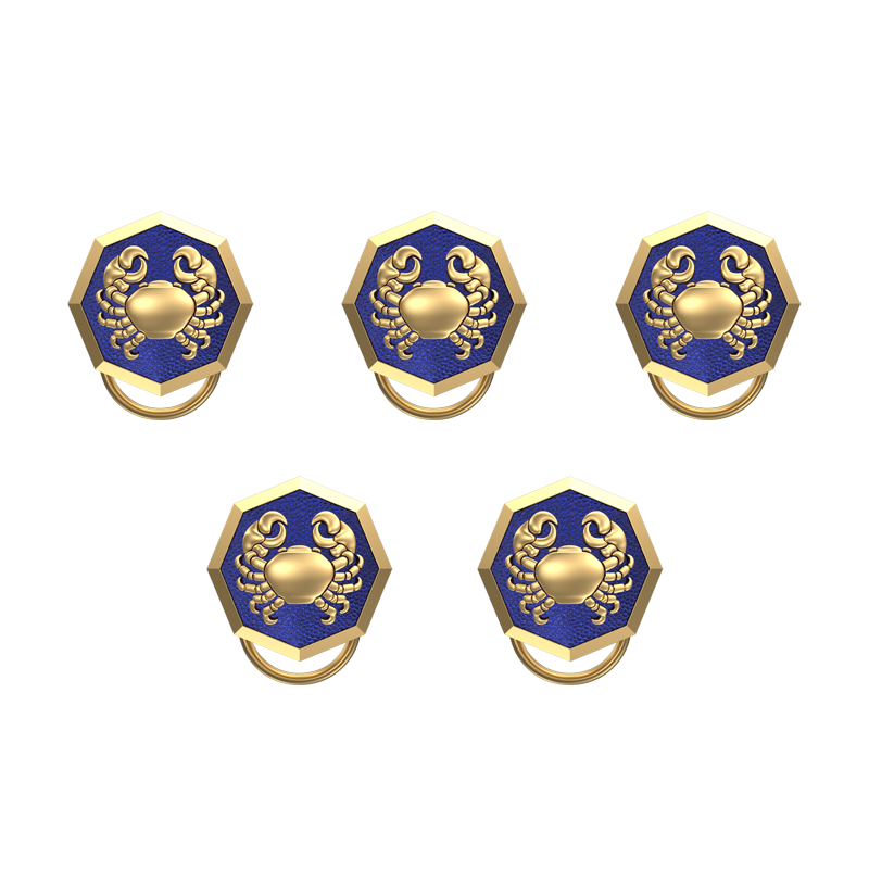 Cancer Zodiac, Constellation Button set with 18kt Gold & Black Ruthenium Plating on Brass.