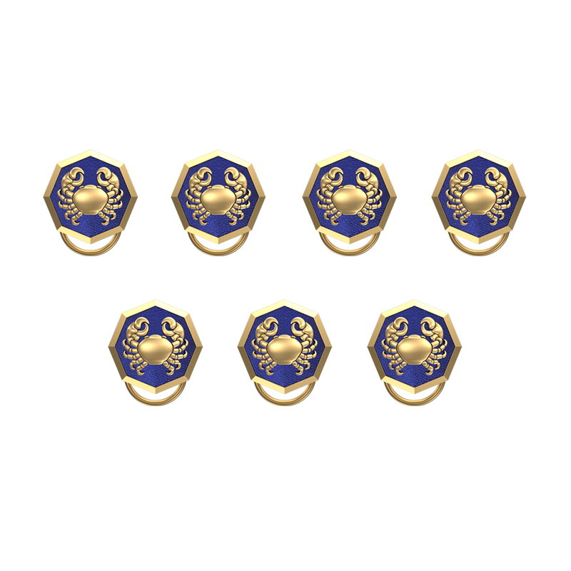 Cancer Zodiac, Constellation Button set with 18kt Gold & Black Ruthenium Plating on Brass.