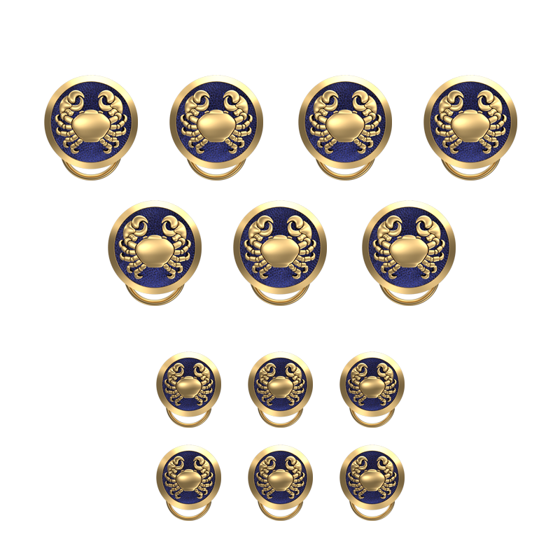 Cancer Zodiac, Constellation Button set with 18kt Gold & Black Ruthenium Plating on Brass.