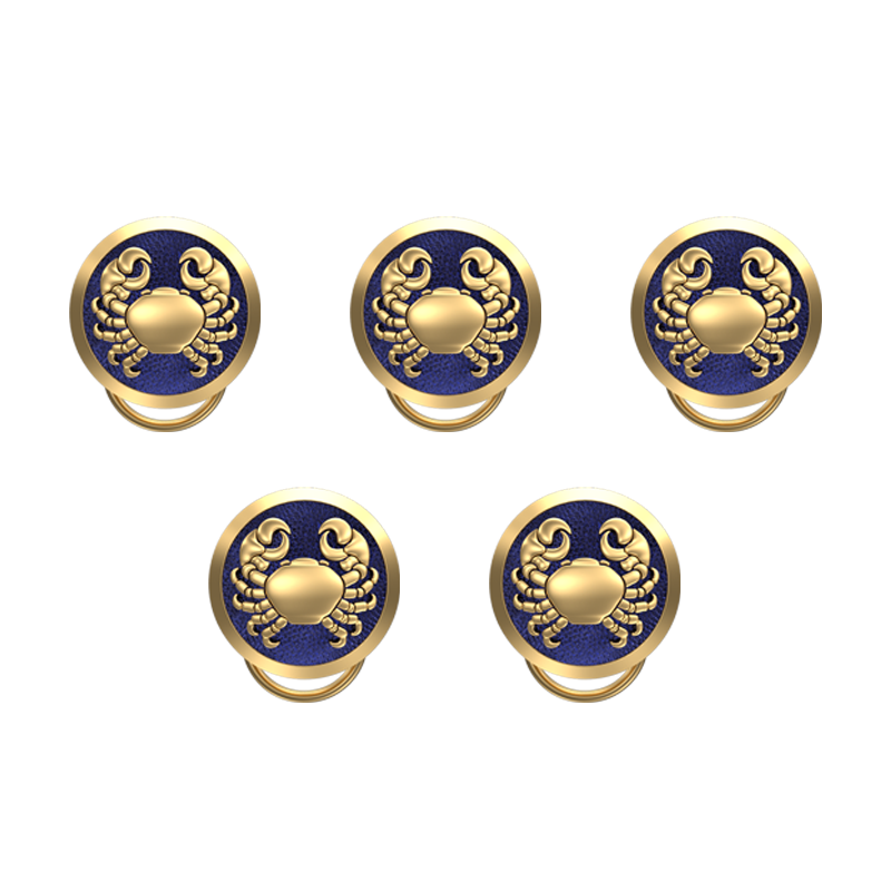 Cancer Zodiac, Constellation Button set with 18kt Gold & Black Ruthenium Plating on Brass.