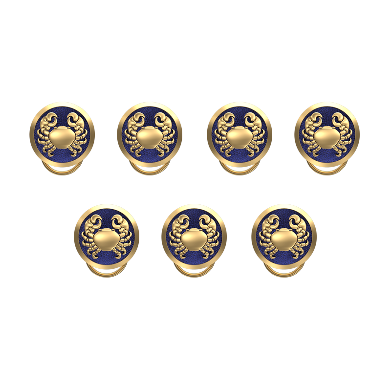 Cancer Zodiac, Constellation Button set with 18kt Gold & Black Ruthenium Plating on Brass.