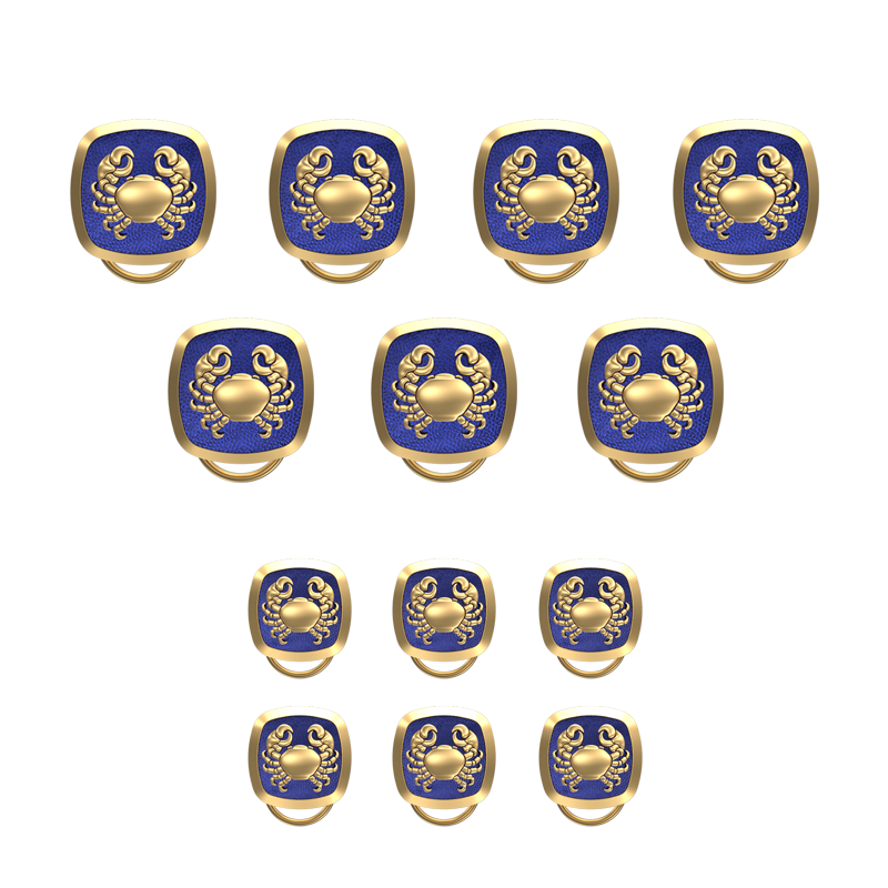 Cancer Zodiac, Constellation Button set with 18kt Gold & Black Ruthenium Plating on Brass.