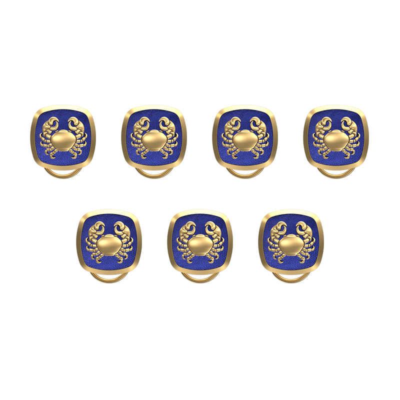 Cancer Zodiac, Constellation Button set with 18kt Gold & Black Ruthenium Plating on Brass.