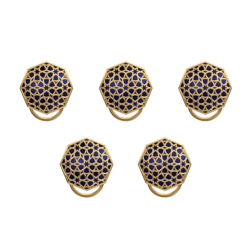 Starburst, Classic Button Set with 18kt Gold Plating and Enamel on Brass.