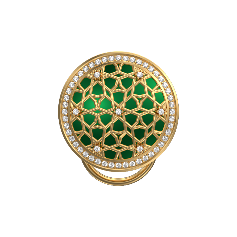 Starburst Luxe, Classic Button Set with CZ Diamonds, 18kt Gold Plating and Enamel on Brass.