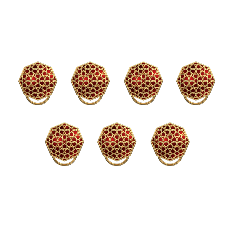 Starburst, Classic Button Set with 18kt Gold Plating and Enamel on Brass.