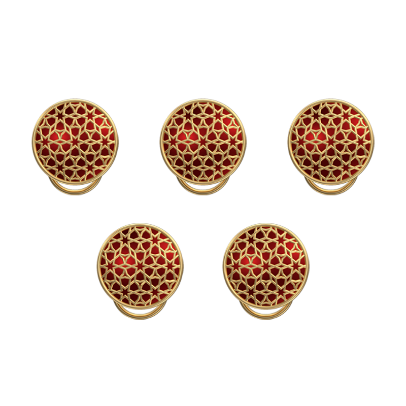 Starburst, Classic Button Set with 18kt Gold Plating and Enamel on Brass.