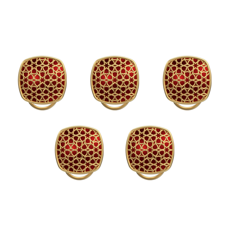 Starburst, Classic Button Set with 18kt Gold Plating and Enamel on Brass.