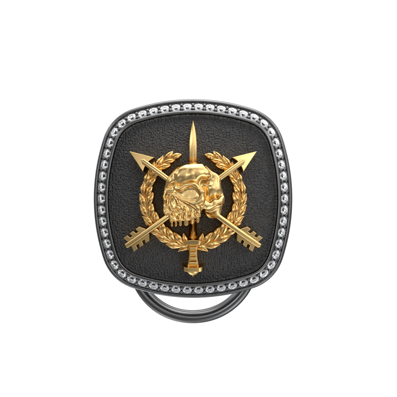 Pirate Luxe, Edgy Button set with CZ Diamonds, 18kt Gold & Black Ruthenium Plating on Brass.