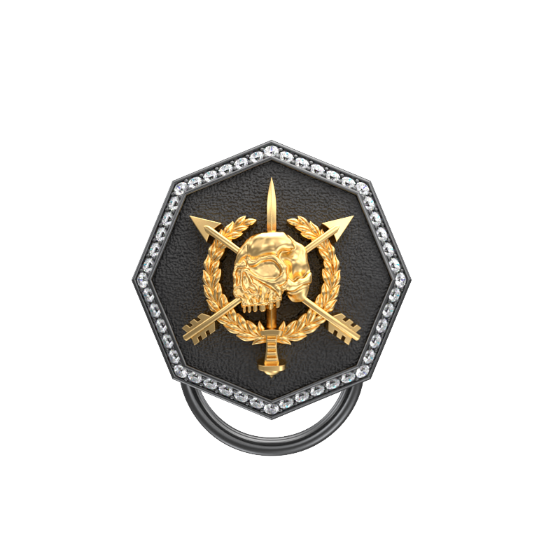 Pirate Luxe, Edgy Button set with CZ Diamonds, 18kt Gold & Black Ruthenium Plating on Brass.