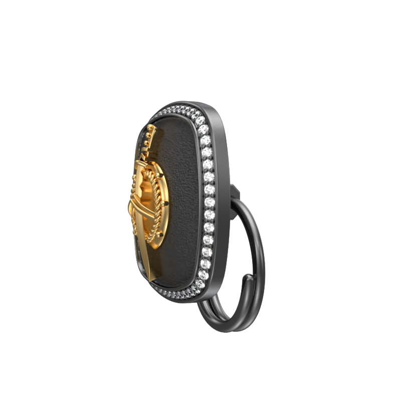 Honour Luxe, Edgy Button set with CZ Diamonds, 18kt Gold & Black Ruthenium Plating on Brass.