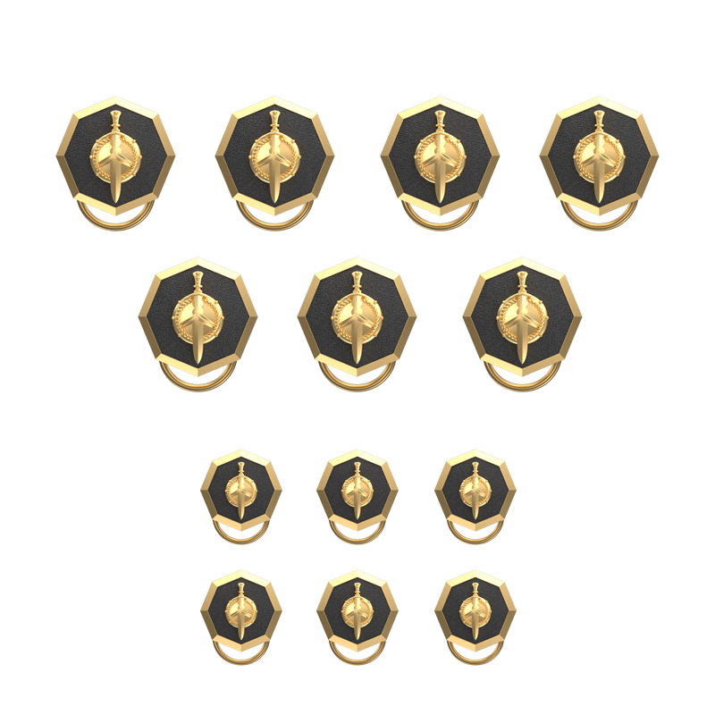 Honour, Edgy Button set with 18kt Gold & Black Ruthenium Plating on Brass.