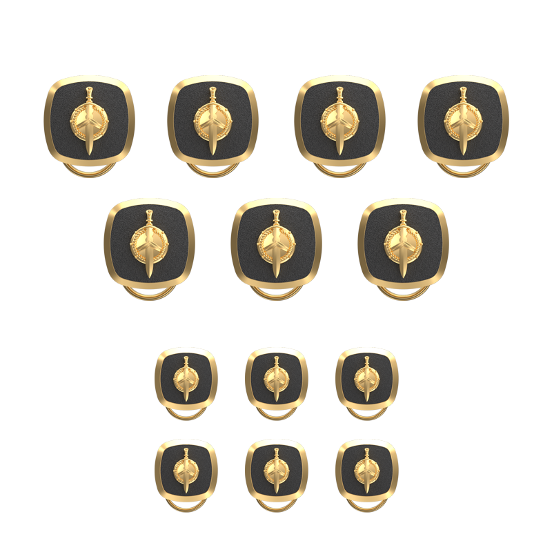 Honour, Edgy Button set with 18kt Gold & Black Ruthenium Plating on Brass.