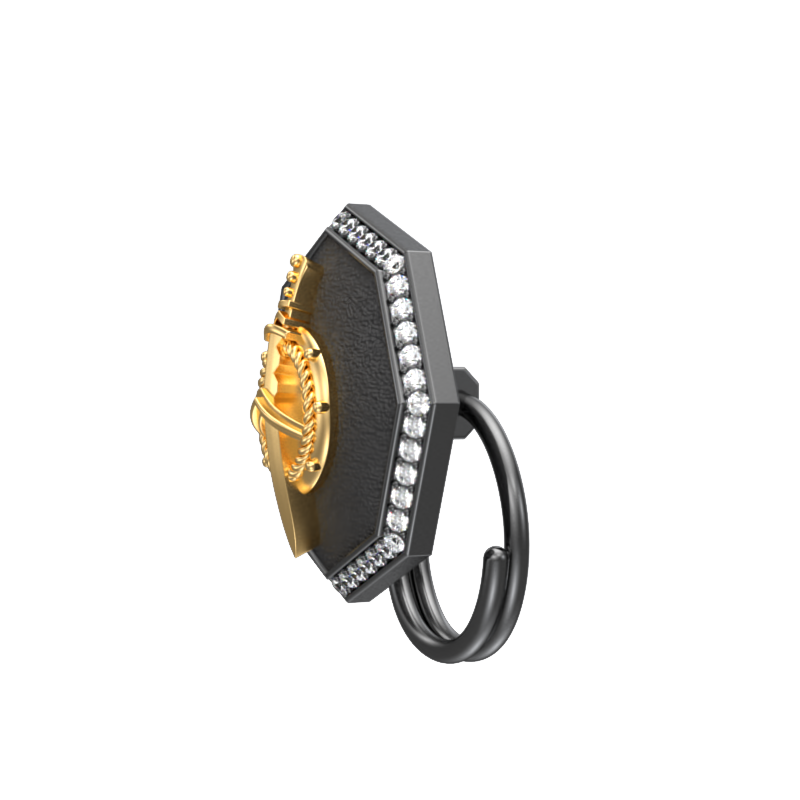 Honour Luxe, Edgy Button set with CZ Diamonds, 18kt Gold & Black Ruthenium Plating on Brass.