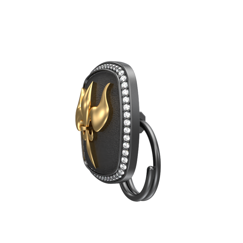 Rudra Luxe, Edgy Button set with CZ Diamonds, 18kt Gold & Black Ruthenium Plating on Brass.