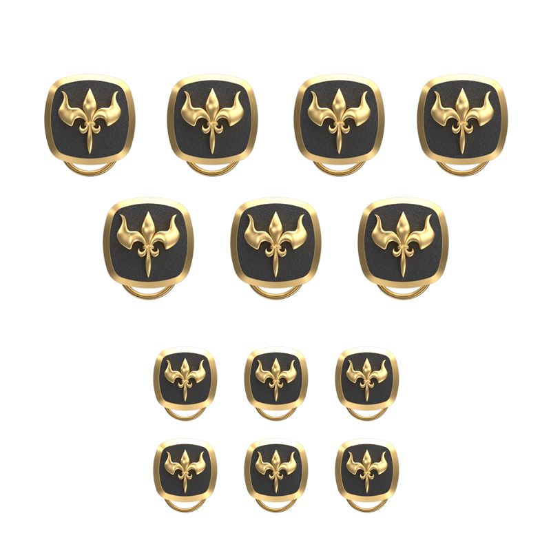 Rudra, Edgy Button set with 18kt Gold & Black Ruthenium Plating on Brass.