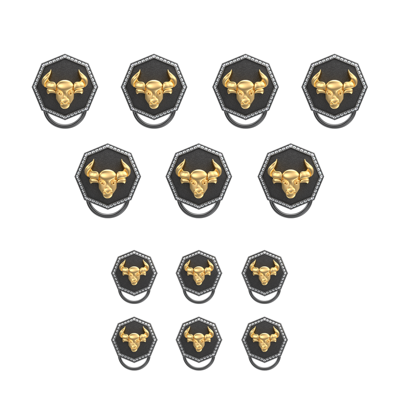 Taurus Zodiac Luxe, Constellation Button set with CZ Diamonds, 18kt Gold & Black Ruthenium plating on Brass.