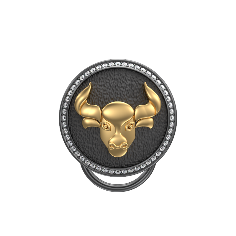 Taurus Zodiac Luxe, Constellation Button set with CZ Diamonds, 18kt Gold & Black Ruthenium plating on Brass.