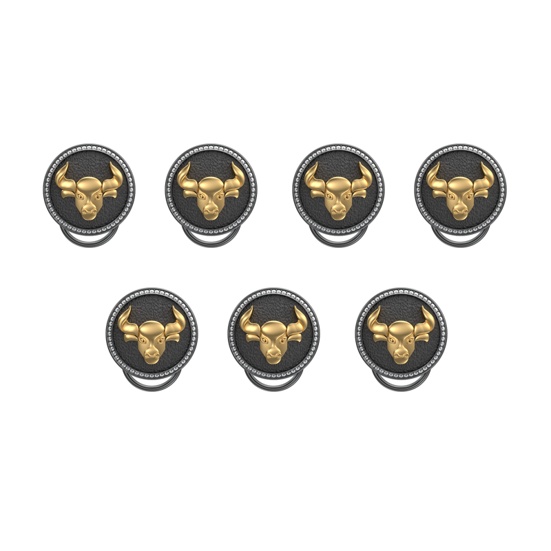 Taurus Zodiac Luxe, Constellation Button set with CZ Diamonds, 18kt Gold & Black Ruthenium plating on Brass.