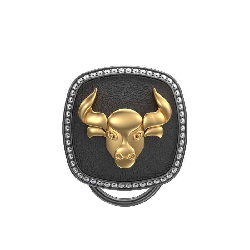 Taurus Zodiac Luxe, Constellation Button set with CZ Diamonds, 18kt Gold & Black Ruthenium plating on Brass.