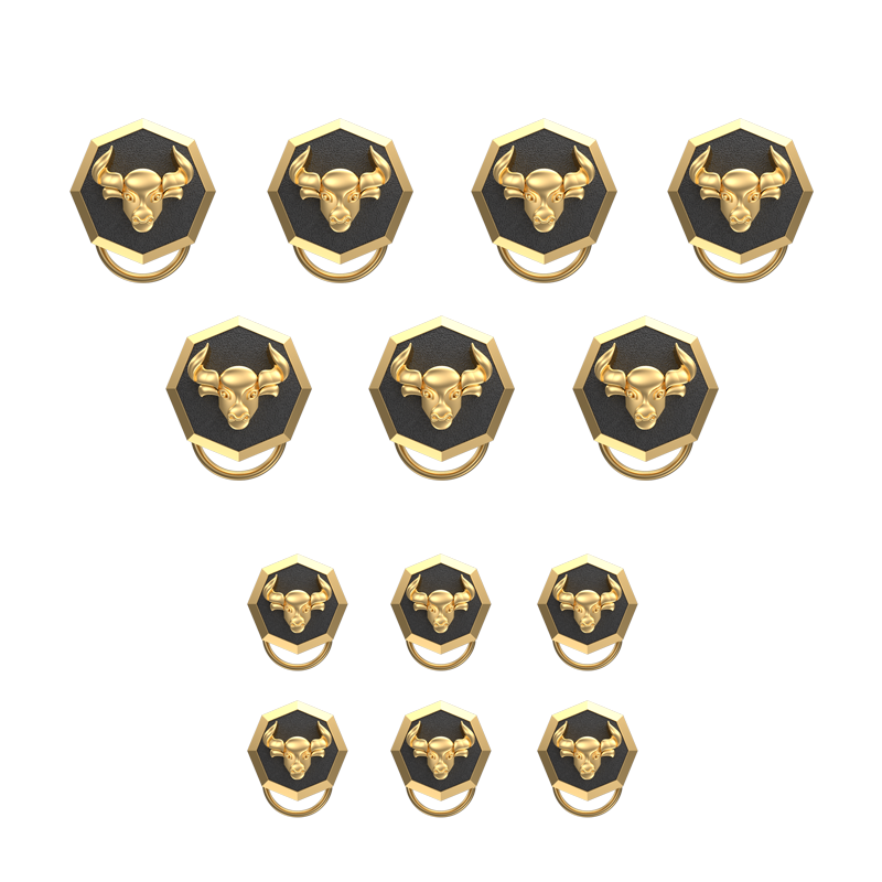 Taurus Zodiac, Constellation Button set with 18kt Gold Plating & Enamel on Brass.