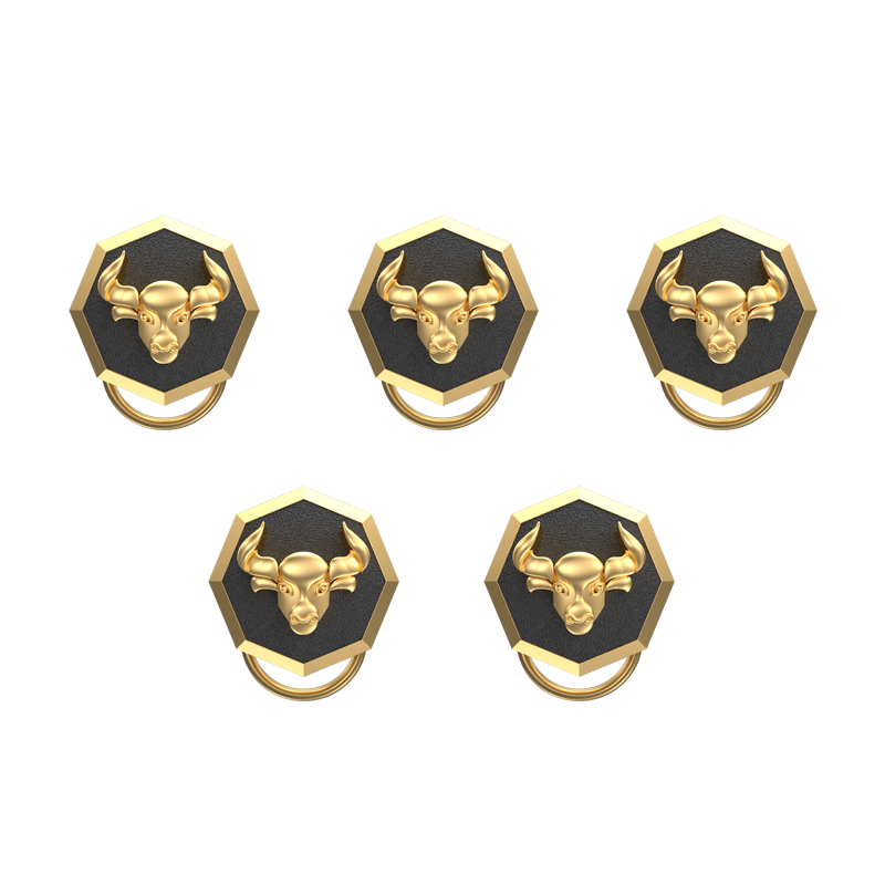 Taurus Zodiac, Constellation Button set with 18kt Gold Plating & Enamel on Brass.