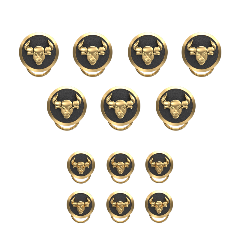 Taurus Zodiac, Constellation Button set with 18kt Gold Plating & Enamel on Brass.