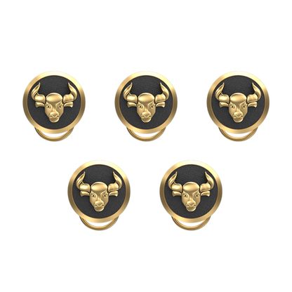 Taurus Zodiac, Constellation Button set with 18kt Gold Plating & Enamel on Brass.