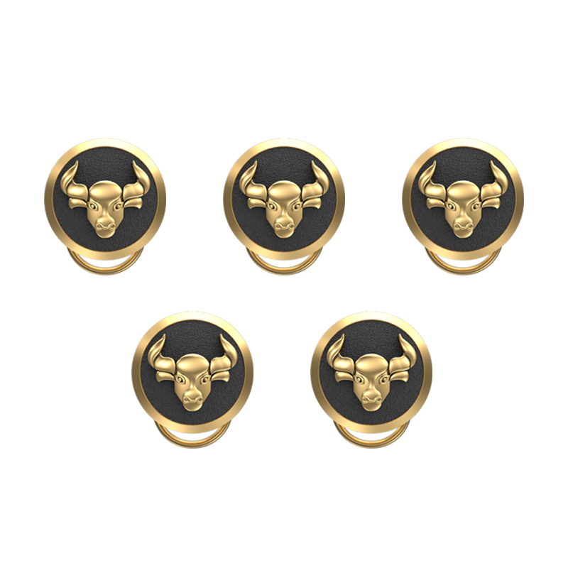 Taurus Zodiac, Constellation Button set with 18kt Gold Plating & Enamel on Brass.