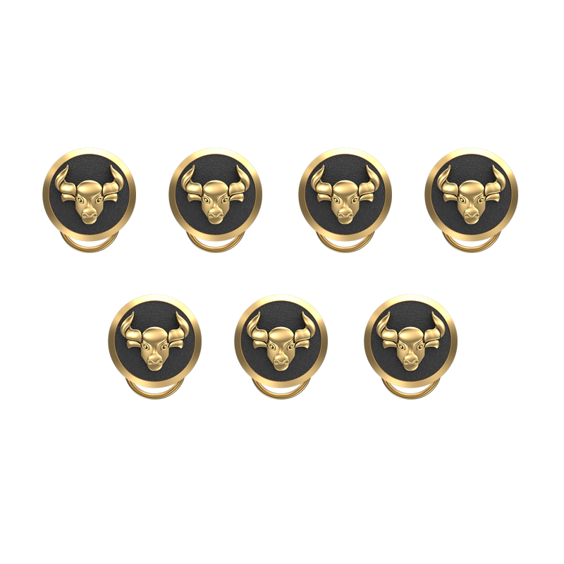 Taurus Zodiac, Constellation Button set with 18kt Gold Plating & Enamel on Brass.